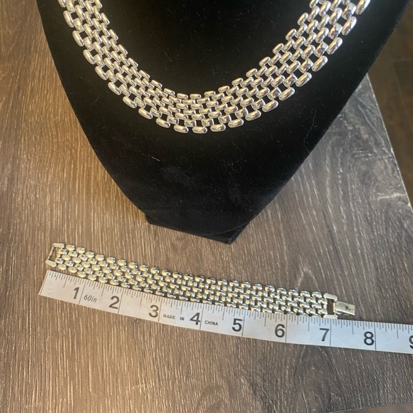 Vintage Napier Basket Weave Silver tone Chocker Necklace and matching bracelet - Picture 2 of 12